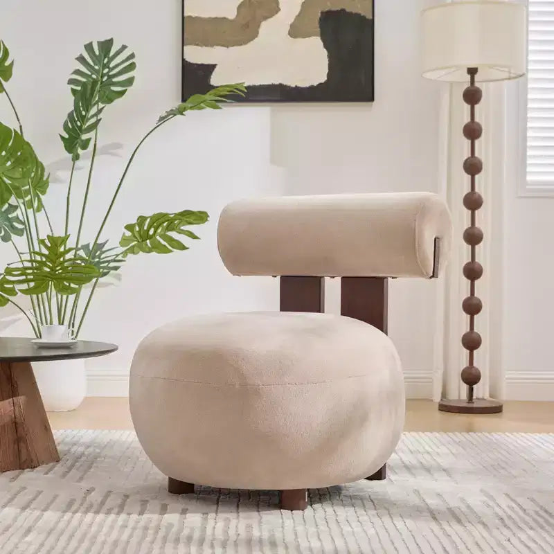 Christopher Knight Home Chariya, fauteuil d'appoint sculptural moderne en velours et bois d'hévéa, avec dossier cylindrique