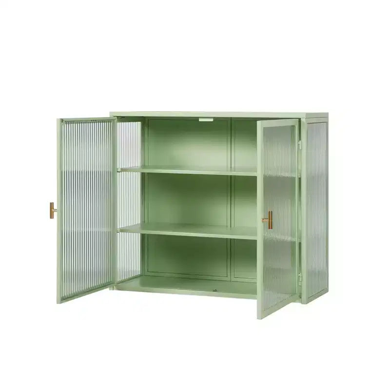 Meuble haut moderne à 2 portes Okak avec portes vitrées de rangement à 3 niveaux pour entrée/salle à manger/salon/cuisine
