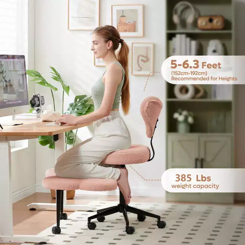 Chaise de bureau ergonomique Pinmoco Criss Cross, Chaise de méditation réglable en hauteur, Pivotante à 360°, Support lombaire, Chaise de travail et de bureau, Chaise TDAH