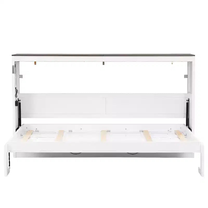 Lit escamotable double avec éclairage LED, peut être plié en armoire, armoire-lit murale dissimulée pour chambre d'amis
