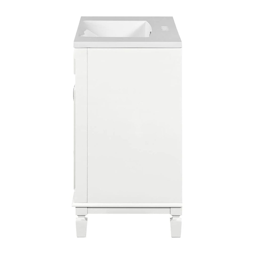 Meuble-lavabo de salle de bain moderne de 91 cm avec lavabo et armoire de toilette, 2 portes et 2 tiroirs