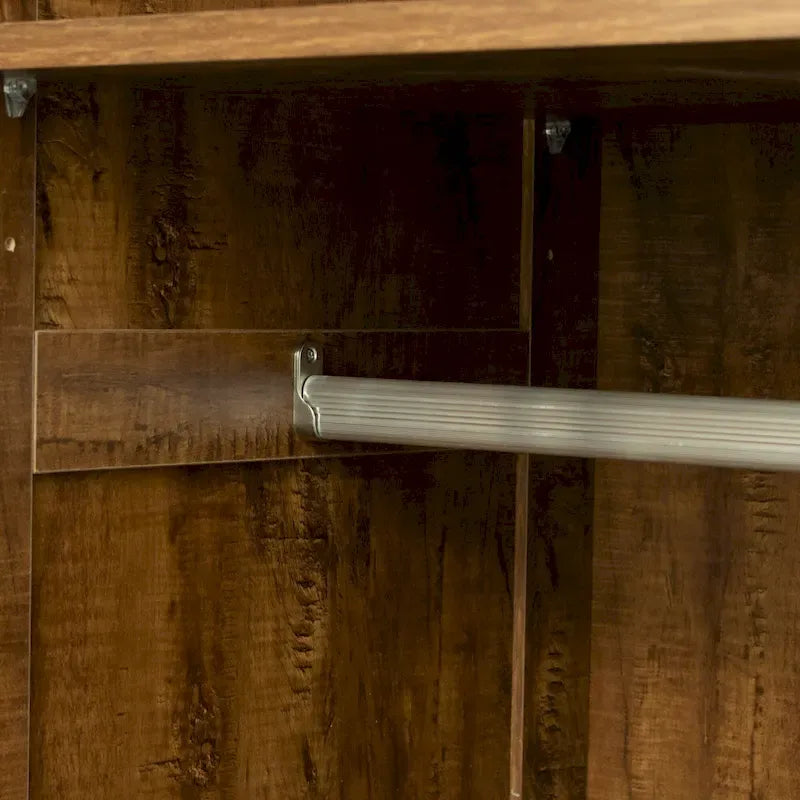 Armoire de rangement en bois blanc avec portes, tiroirs et tringle à vêtements