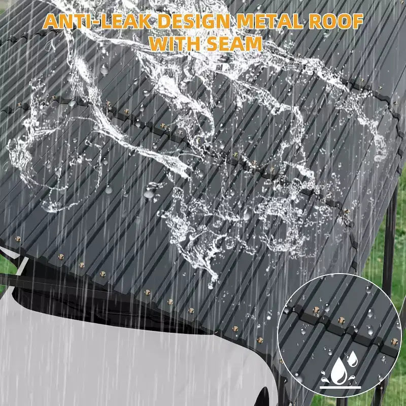 Abri de voiture en métal LinTimes 3,6 x 7,3 m avec toit en acier galvanisé, cadre thermolaqué, abri résistant à l'eau pour véhicules, protection extérieure