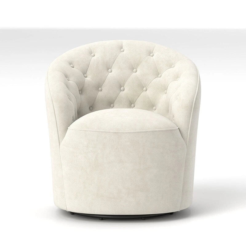 Fauteuil baril pivotant à 360 degrés SEYNAR moderne en velours avec dossier capitonné, lot de 2