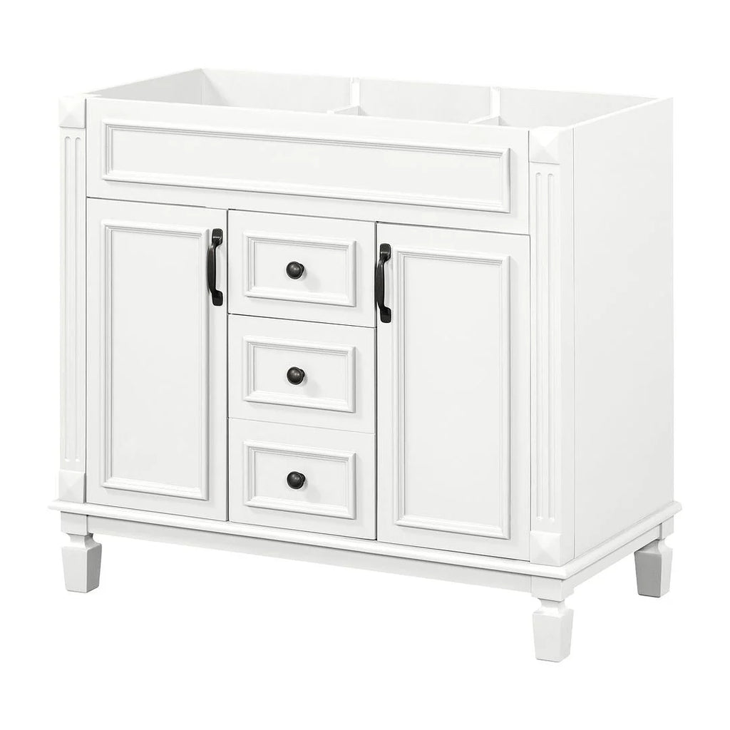 Meuble-lavabo de salle de bain moderne de 91 cm avec lavabo et armoire de toilette, 2 portes et 2 tiroirs