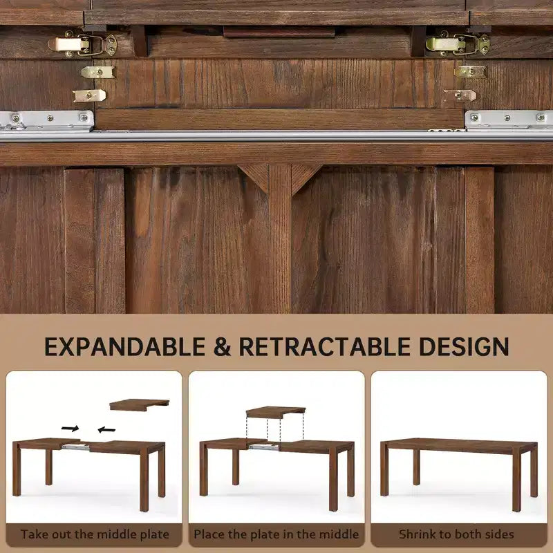 Ensemble de salle à manger moderne - Table 80" + 6 chaises rembourrées, cadre en bois massif, capacité de la table 400lbs, assemblage facile
