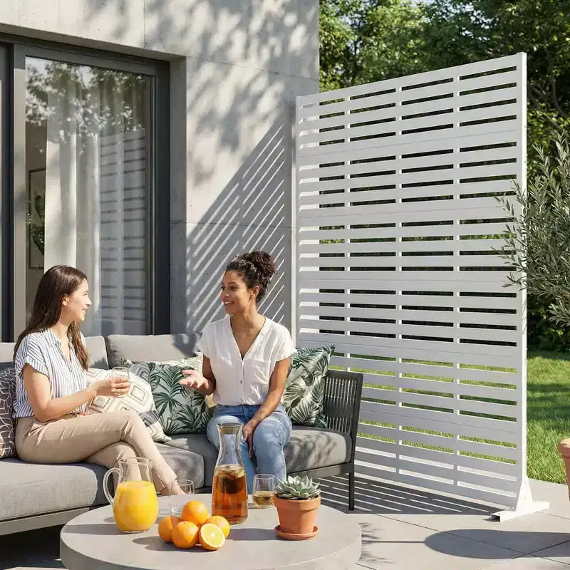 MAYEERTY 72x47 Écran de confidentialité extérieur naturel blanc, séparateur pliable naturel en 6 pièces pour jardin et cour arrière