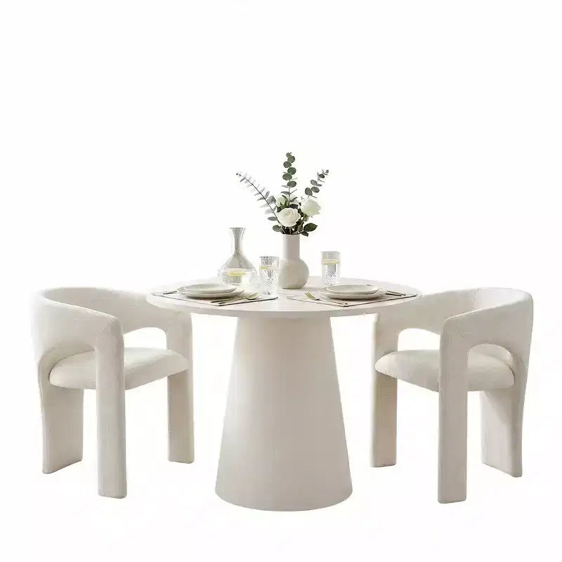 Petit ensemble de salle à manger pour 2 personnes, chaises rembourrées beiges, table à manger ronde sur pied, meubles de cuisine modernes et compacts - Panipeachy