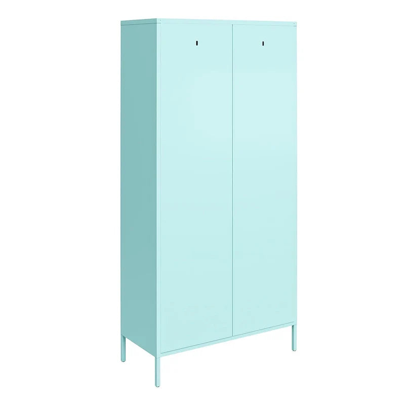 Armoire de rangement haute en métal à 2 portes, orange/rose, 1 personne