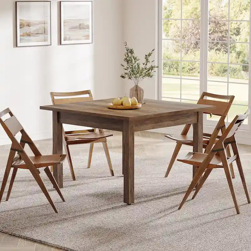Table à manger carrée de 100 cm pour 2-4 personnes avec pieds en bois massif pour salon et salle à manger