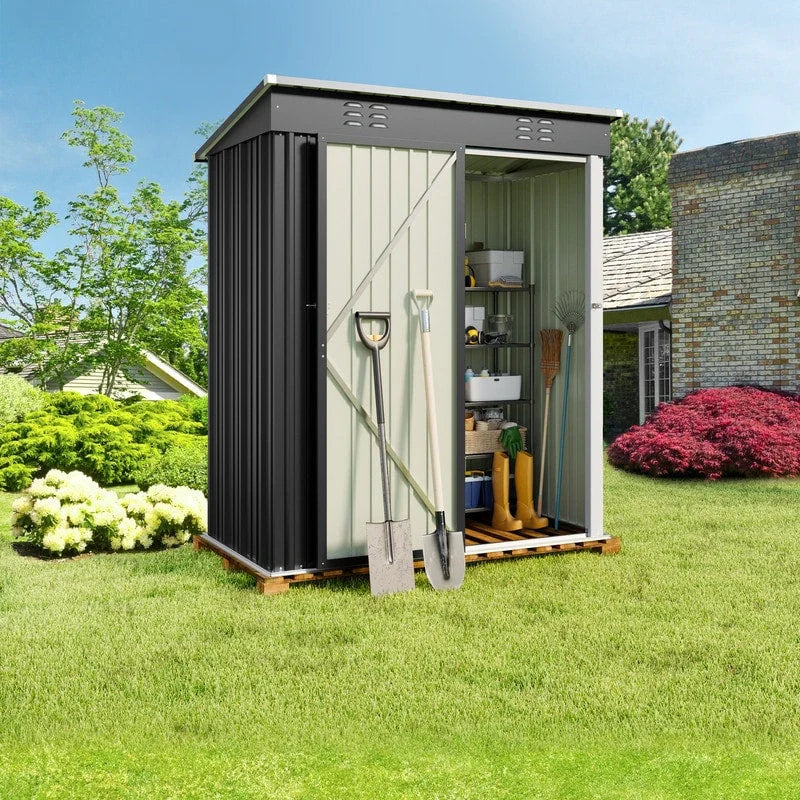 Abri de jardin en métal pour outils avec porte verrouillable pour mobilier de jardin et outils