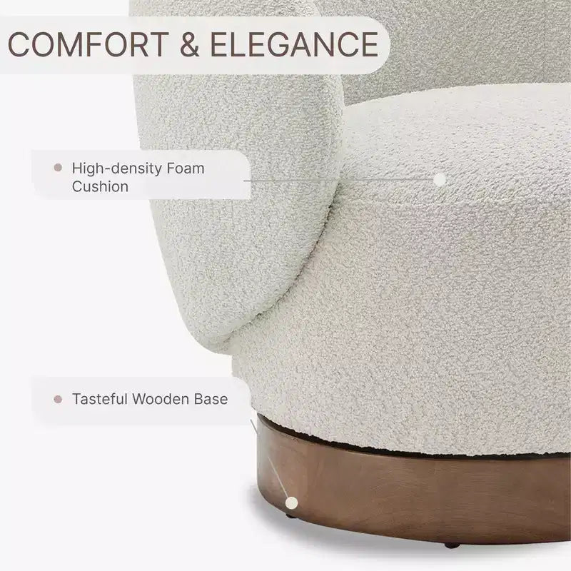 Fauteuil d'appoint pivotant Spruce&Spring en tissu avec base en bois