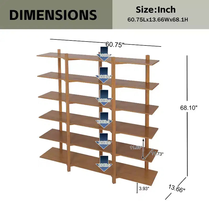 Christopher Knight Home Elliot Étagère de rangement moderne à 6 niveaux en bois avec étagères ouvertes