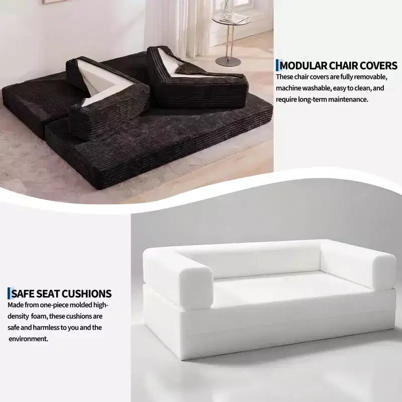 Canapé-lit convertible 5-en-1 80,7 po – Velours côtelé, 1200 lb, aucun assemblage requis