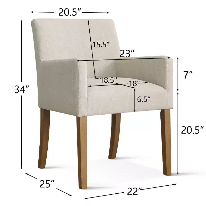 Lot de 6 chaises de salle à manger capitonnées avec accoudoirs, fauteuils modernes en lin avec pieds en bois, chaises d'appoint pour salle à manger, salon – Panipeachy