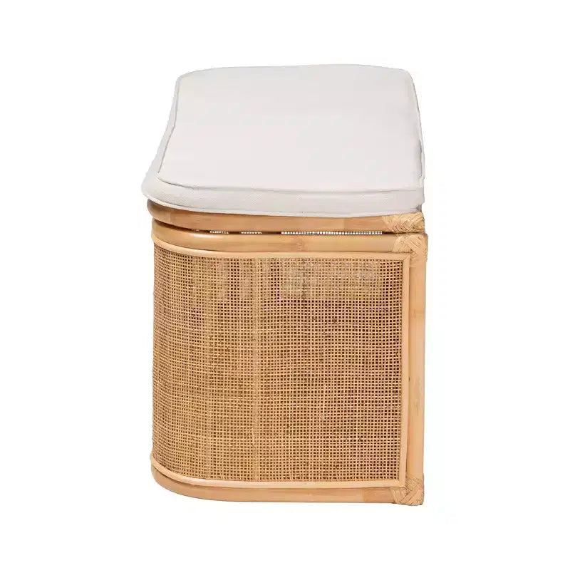 Banc de rangement bali & pari Ishana en rotin naturel Naturel/Blanc : Polyester rembourré, cadre en contreplaqué, aucun assemblage requis