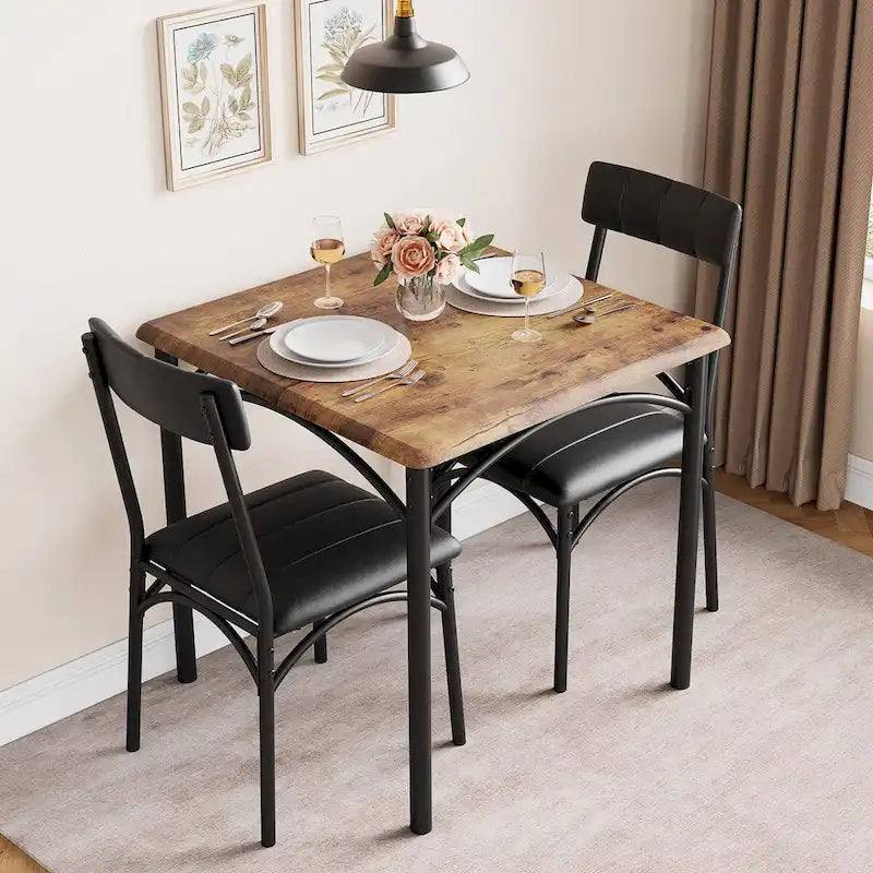 Ensemble table à manger et 2 chaises de cuisine rembourrées