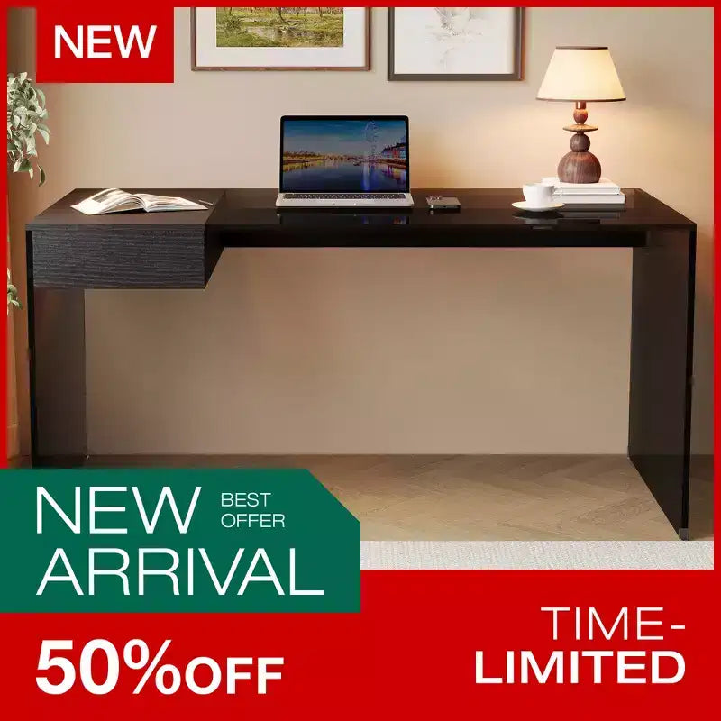 Bureau en verre trempé Luck Live Modern de 53,14 pouces