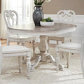 Table à dîner ronde sur pied Magnolia Manor avec rallonges escamotables - 2 finitions