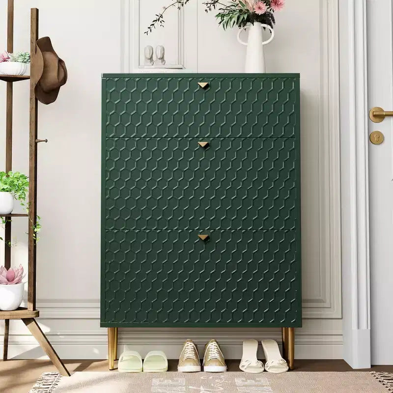 CLIHOME Meuble à chaussures d'entrée 24 paires, avec tiroirs basculants, étagère de rangement
