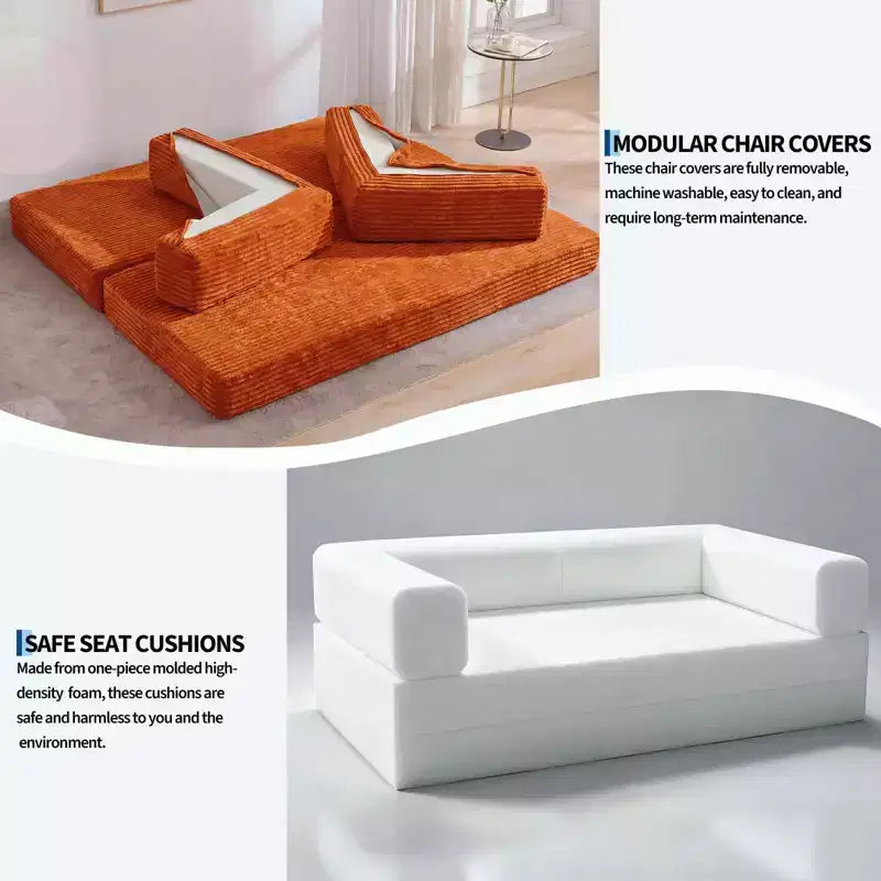 Canapé-lit convertible 5-en-1 80,7 po – Velours côtelé, 1200 lb, aucun assemblage requis