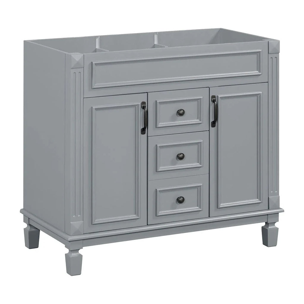 Meuble-lavabo de salle de bain moderne de 91 cm avec lavabo et armoire de toilette, 2 portes et 2 tiroirs