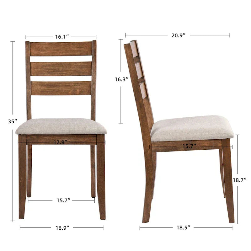 Lot de 4 chaises de salle à manger en bois à dossier à lattes