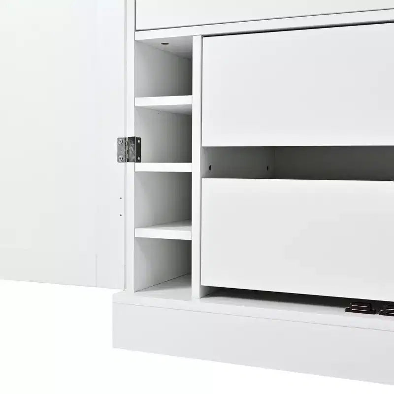 Garde-manger de cuisine autoportant 77H, armoire de rangement de style ferme avec étagères réglables, étagères de porte, tiroirs et casiers à vin - ModernLuxe