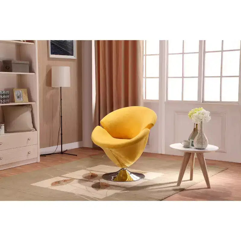 Manhattan Comfort Lot de 4 Chaises d'appoint pivotantes Tulip Orange/Jaune : Revêtement en velours, Aucun assemblage requis