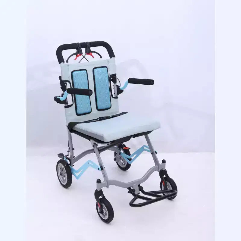 Fauteuil roulant de transport ultra-léger pour personnes âgées, fauteuil de transport pliable et portable, avec frein à main verrouillable et accoudoirs escamotables amovibles