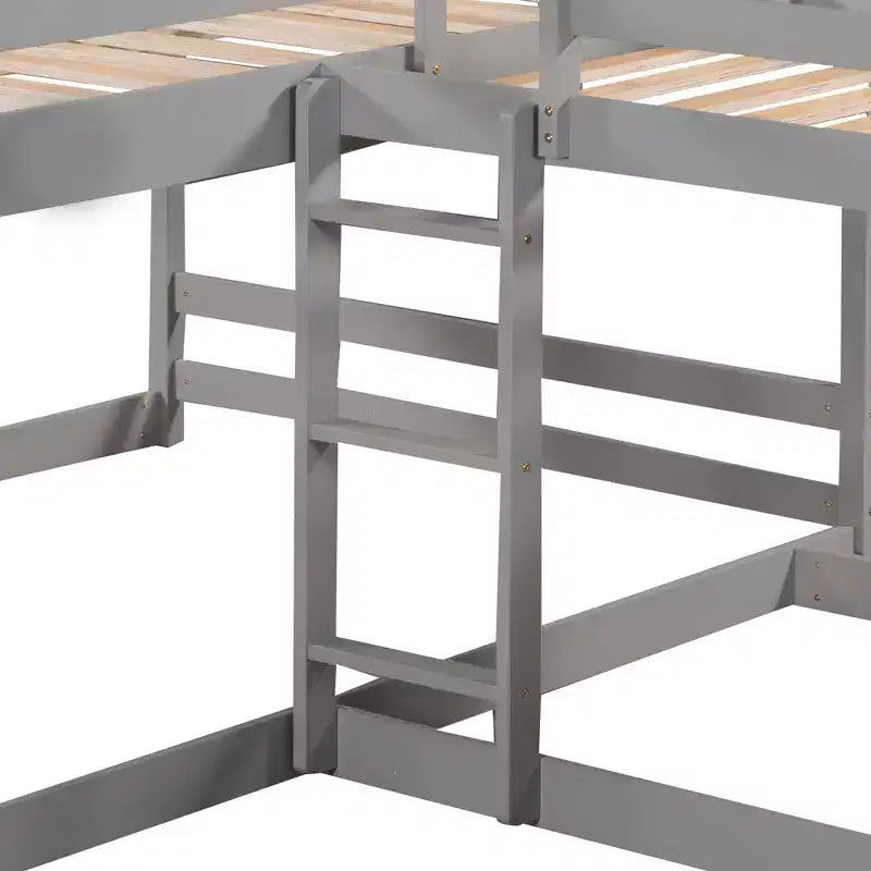 Lits superposés en L pour 4 enfants, lits superposés quadruples avec toboggan, lits superposés en bois doubles et jumeaux pour chambre à coucher ou dortoir