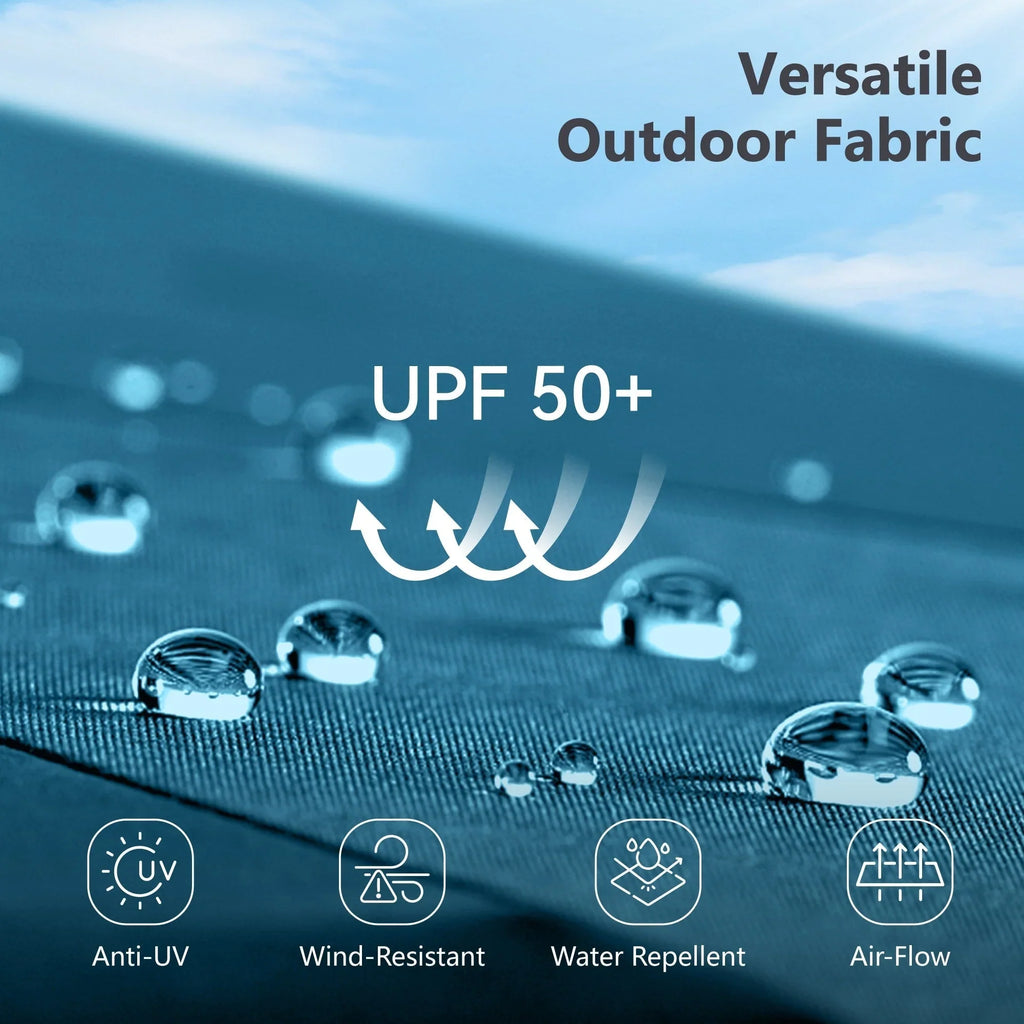 MAISON ARTS Parasol excentré rectangulaire de 4,5 m avec manivelle, parasol de marché double face d'extérieur avec lumières LED solaires et base incluse