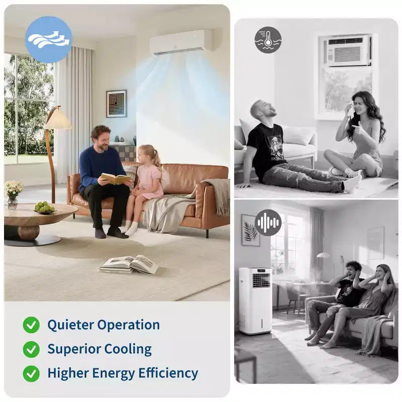 Climatiseur sans conduit bibloc ultra silencieux 42 dB | 12000 BTU 19 SEER avec pompe à chaleur | 3-en-1 : refroidissement, chauffage et déshumidification | Système de climatisation à onduleur 230 V blanc