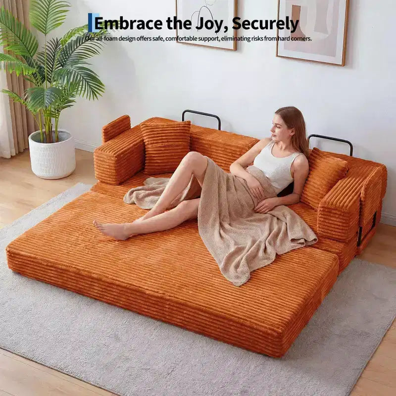 Canapé-lit convertible 5-en-1 80,7 po – Velours côtelé, 1200 lb, aucun assemblage requis