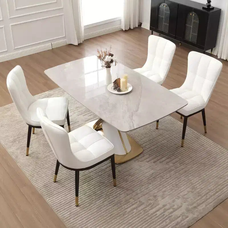 Bekrvio Lot de 6 chaises de salle à manger, modernes, rembourrées, en similicuir, avec haut dossier, pieds en métal, chaises de cuisine sans accoudoirs pour salon et salle à manger