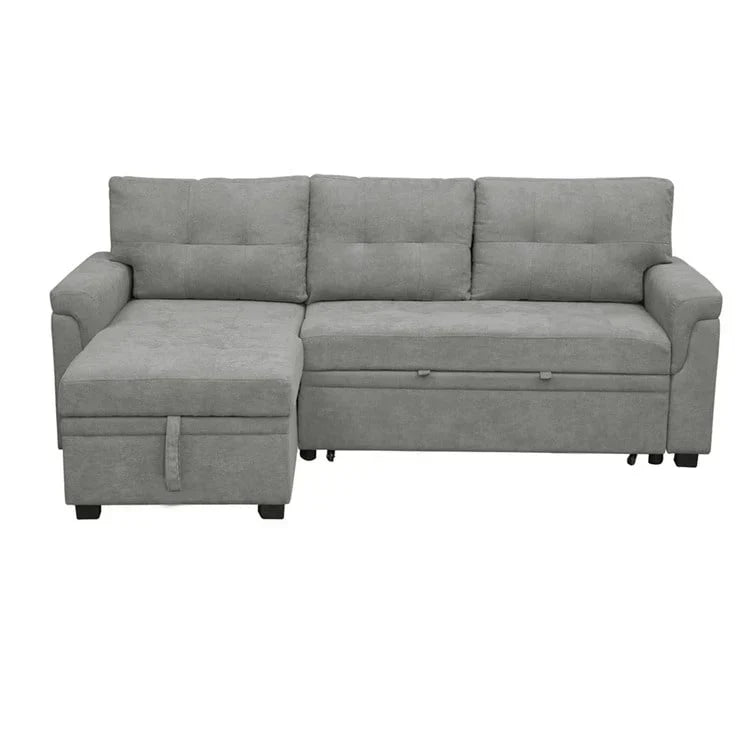 Canapé d'angle réversible convertible avec lit gigogne, méridienne de rangement et pieds durables