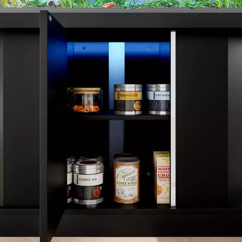 Meuble d'aquarium moderne en bois GDFStudio Logan avec prise électrique et armoire de rangement