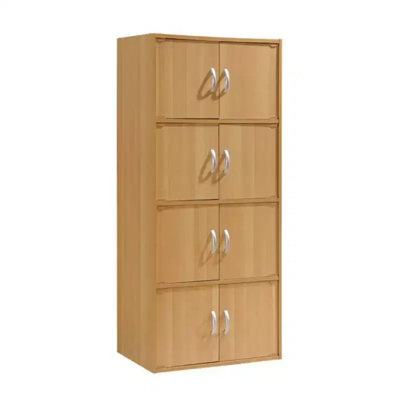 Hodedah HID44 Meuble de rangement multifonctionnel fermé à 8 portes pour la maison et le bureau, finition bois de hêtre