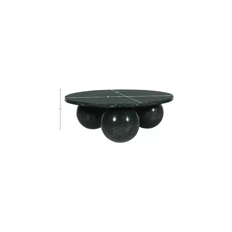 Table basse ronde en marbre avec pieds sphériques, multicolore, 4 places