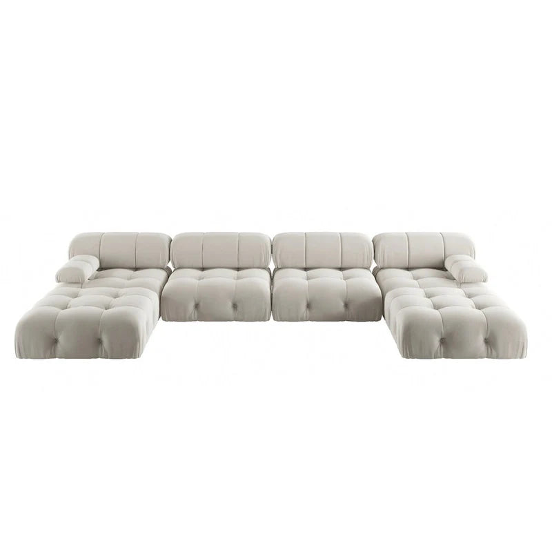 138 Canapé sectionnel modulable convertible, canapés et sofas minimalistes en velours en forme de U