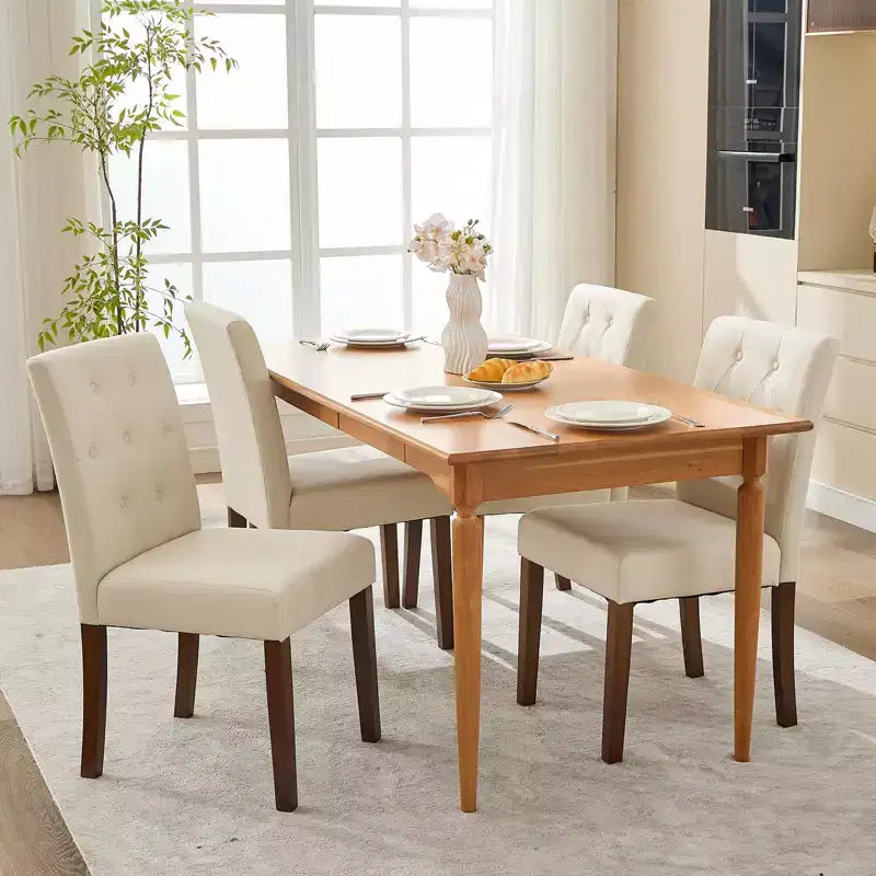Lot de 6 / 4 chaises de salle à manger Parsons capitonnées - Chaises de cuisine en tissu rembourrées avec pieds en bois et sièges rembourrés - Meubles de salon et de cuisine
