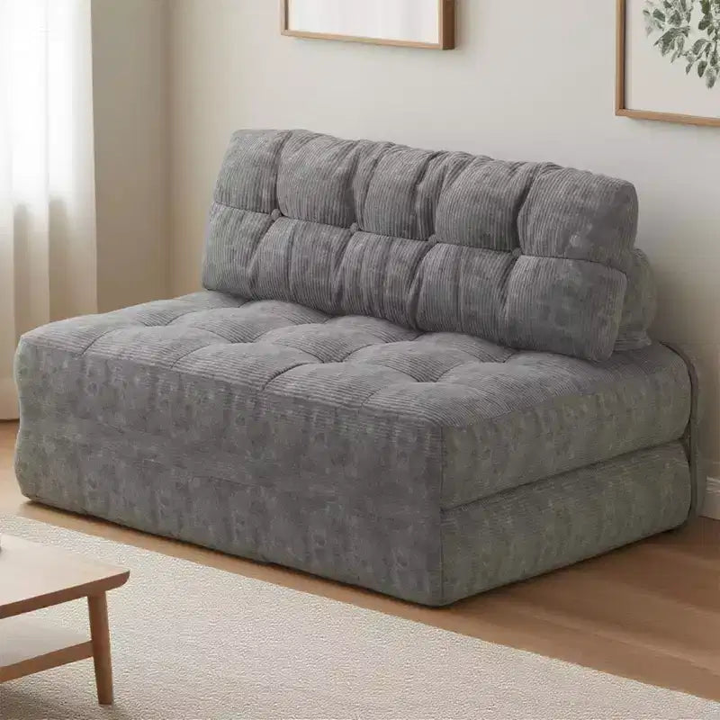 Canapé-lit futon pliant entièrement en velours côtelé, chaise de couchage convertible au sol avec oreiller et dossier