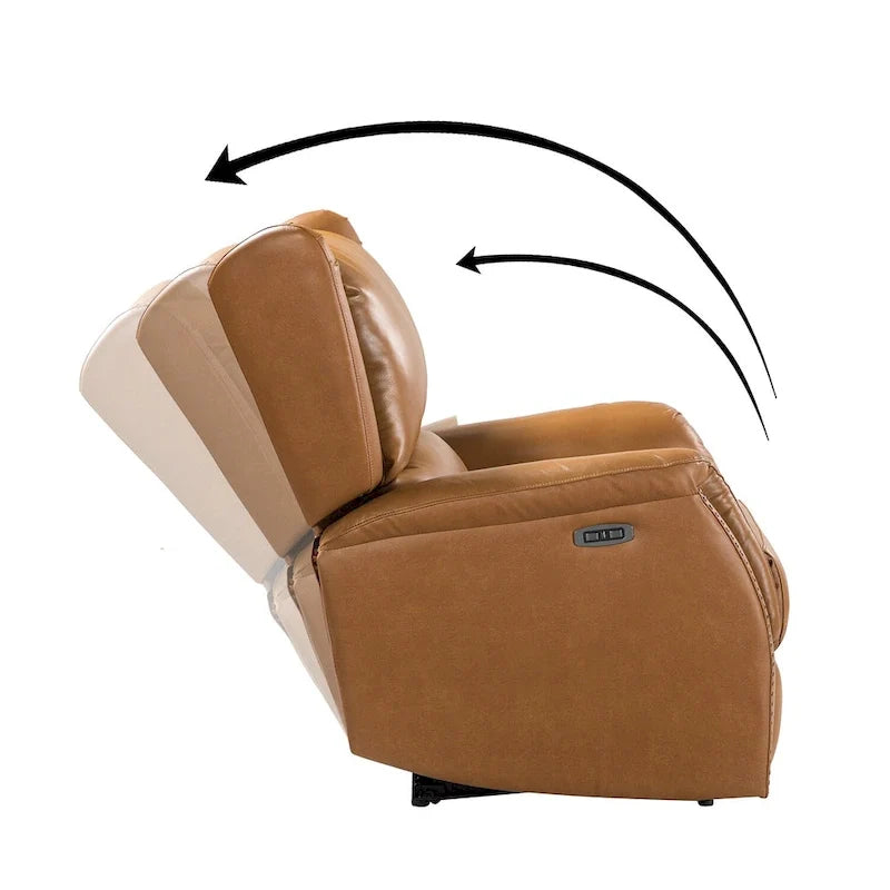 Fauteuil inclinable électrique Eduardo en cuir véritable avec port USB (ensemble de 2)