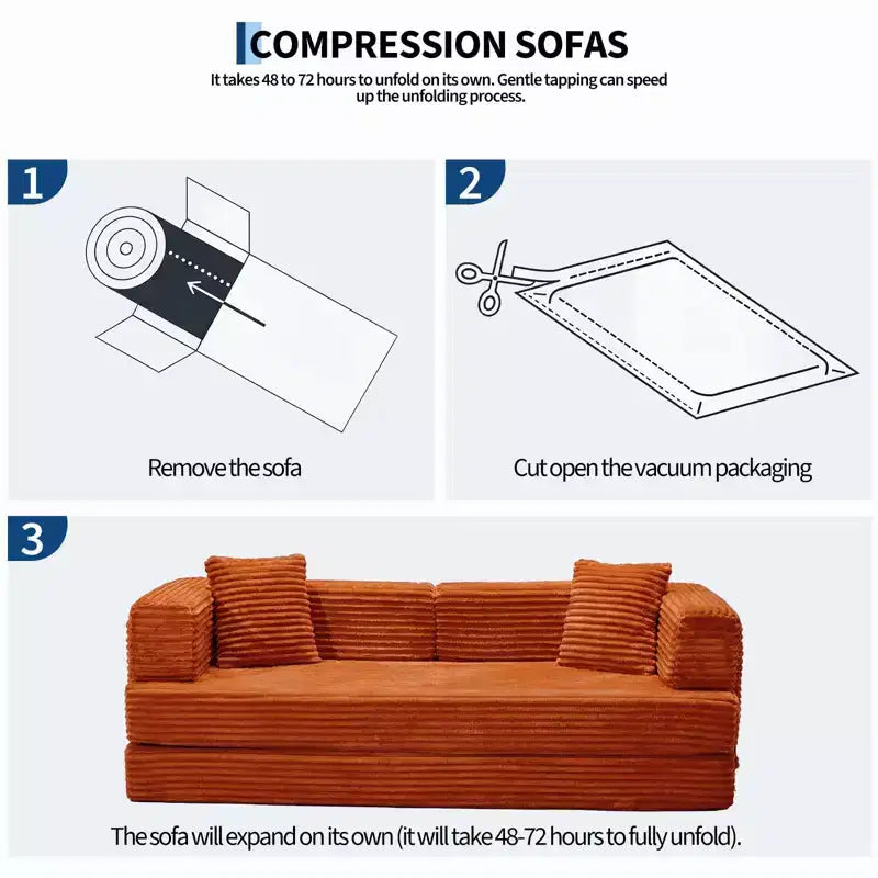 Canapé-lit convertible 5-en-1 80,7 po – Velours côtelé, 1200 lb, aucun assemblage requis