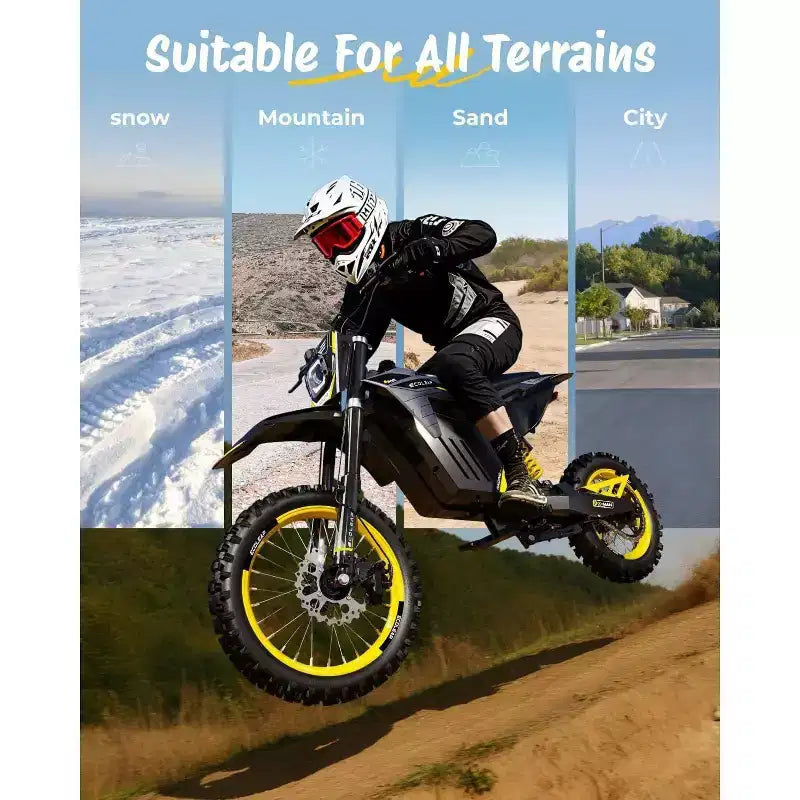 ECOLEAP Moto électrique tout-terrain 3500 W pour adolescents et adultes, 60 km/h, batterie 48 V 21 Ah, autonomie jusqu'à 88 km, 180 kg, 13 ans et plus