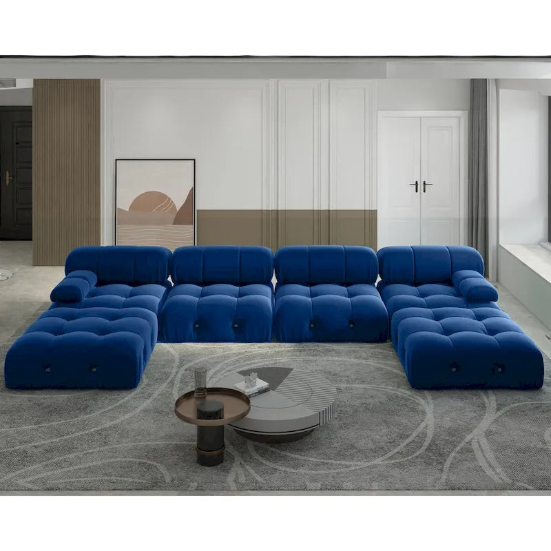138 Canapé sectionnel modulable convertible, canapés et sofas minimalistes en velours en forme de U