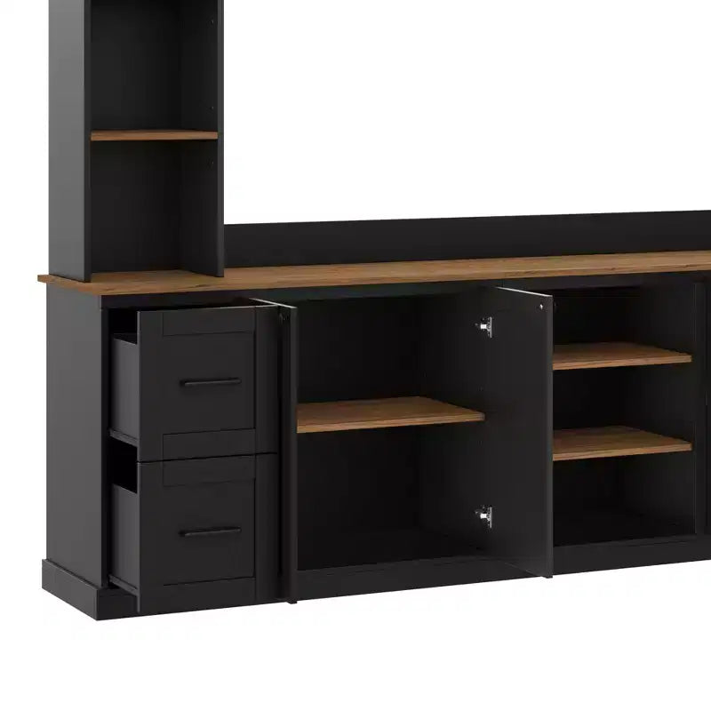 Meuble TV mural 4-en-1 ModernLuxe de style campagnard, convient aux téléviseurs jusqu'à 70 pouces, meuble TV console multimédia avec étagères réglables et tiroirs