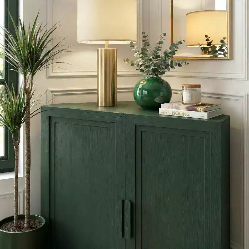 Meuble d'angle Dovelina avec étagères réglables, buffet, meuble à vin, meuble de cuisine et de salle à manger avec portes en bois - 31H x 31L, 36H x 31L