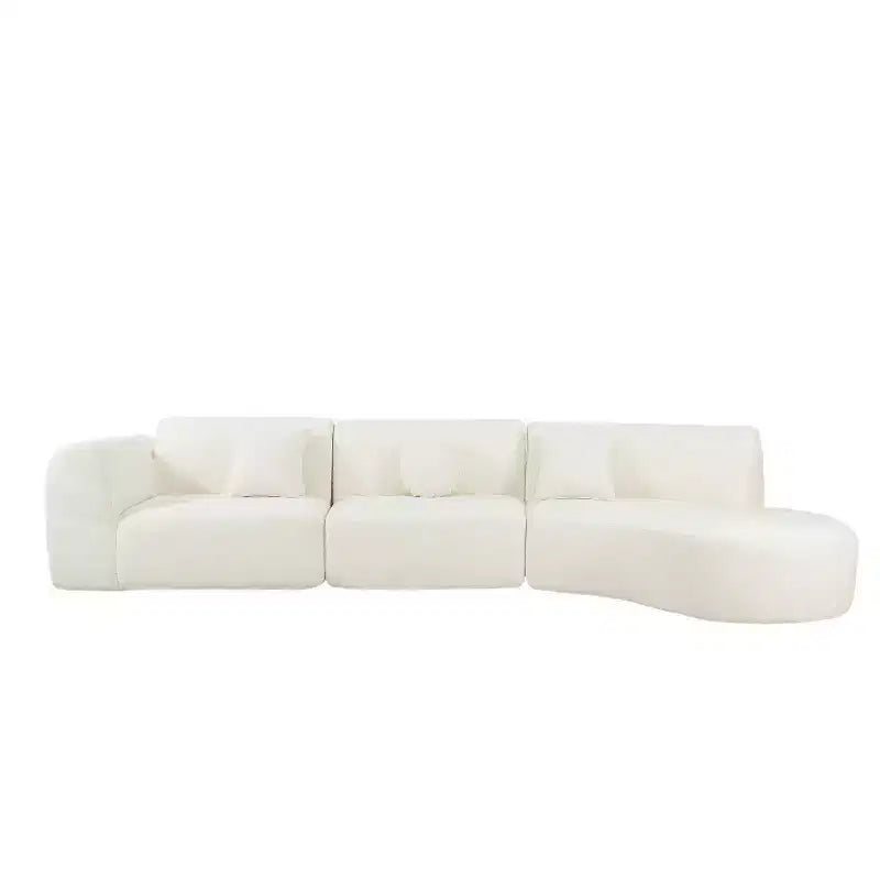 Canapé d'angle moderne incurvé de 355 cm avec méridienne, ensemble 3 pièces, pour salon