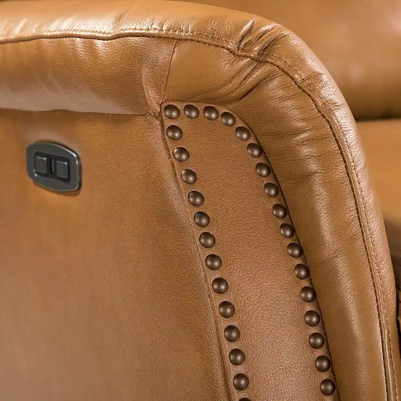 Fauteuil inclinable électrique Eduardo en cuir véritable avec port USB (ensemble de 2)